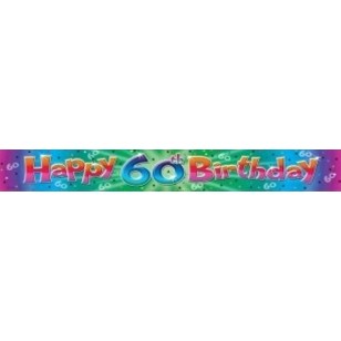 Happy 60th Birthday Swirls Foil Banner
